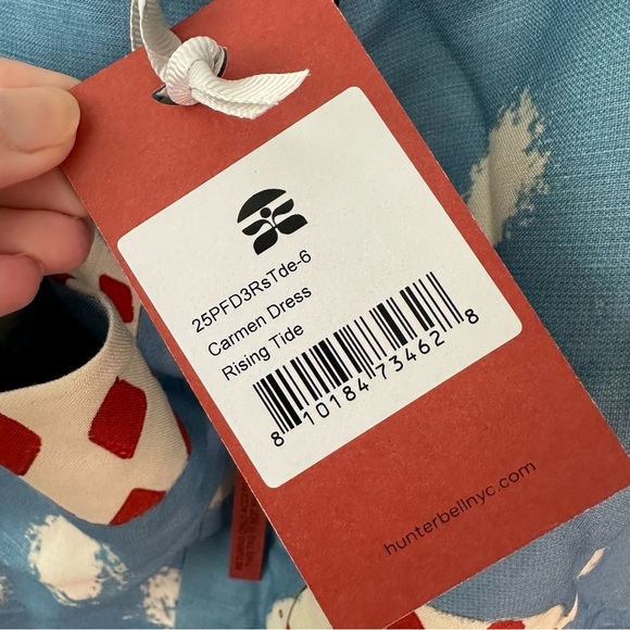 NWT HUNTER BELL CARMEN  One-shoulder Fish Printed Midi Dress SZ US 6 - Picture 6 of 10